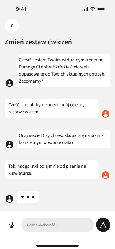 Chatbot guidance for workout changes